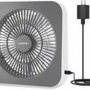 Small Box Fan, Window Fan with 3 Speeds & 8HRS Timer, Powerful Air Circulator Table Fan Powered by DC Adapter, 10 inch Square Desk Fan for Bedroom Office Kitchen Home Apartment