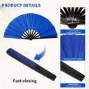 Large Folding Hand Fan, Nylon-Cloth Vintage Retro Fabric Fans, Glitter Bamboo Ribs Chinese Kung Fu Tai Chi Hand Fan for Women, Festival, Dance, Gift, Performance, Decorations