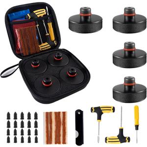 Tesla Jack Pads Lifting Jack Pad for Tesla Model 3/Y/S/X Tesla Pucks Accessories with Tire Repair Tools Kit for Tesla Vehicles 2016 to 2025,4 Pucks with Storage Case (Black)