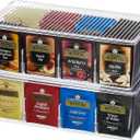 Lifewit 2 Pack Plastic Stackable Tea Bag Organizer, Divided Storage Bin Box for Kitchen Cabinets, Countertops, Pantry, Hold Coffee Pods, Sugar Packets, Condiments, 8 Sections (16-compartment, Clear)