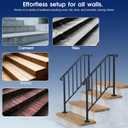 Outdoor Handrails for Steps, Stair Railing Kit for Concrete & Porch Steps, Adjustable Black Iron Hand Rail for Seniors, Easy Installation, Retro Arch Design (2 Pack-4 Steps)