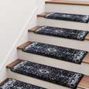 Brakki Bullnose Stair Treads for Wooden Steps, Non Slip Stair Carpet for Indoor Runner and Pets, Soft Edging Staircase Protectors Reusable, Washable, 29.5"x9.5"x1.5" 14pcs, Black