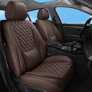 Car Seat Covers Full Set Brown,Luxury Faux Leather Car Seat Covers Waterproof Non-Slip Seat Protector Universal Fit for Most Cars SUVs Trucks Pick-ups, Car Accessories Interior(Brown-Full Set)