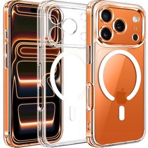 ivoler Magnetic Case for iPhone 17 Pro Max 6.9'' [Compatible with Magsafe] [15 FT Military Grade Protection] Magnetic Charger Case Bumper, Frosted Translucent Back for iPhone 17 Pro Max - Clear