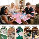 Cute Pink Tiger Mahjong Mat 31.5 x 31.5 Inch, Preppy Pink Aesthetic Tiger Non-Slip Noise Reduction Mahjong Table Mat for American Mah Jong Poker Card Board Games Dominoes, 80 cm x 80 cm x 3 mm