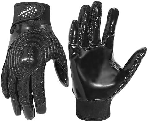 HANDLANDY Youth Football Gloves, Kids Sticky Receiver Gloves, Super Grip Football Glove Best Gift for Boys, Girls, M