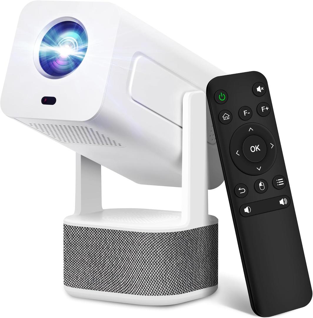 Mini Projector with WiFi and Bluetooth, Support 4K 1080P Full HD, Dual 5W Soundbase Speaker, 320 ANSI Lumens, 270° Rotation, Auto Keystone Correction, 30''-200'' Screen Portable Projector