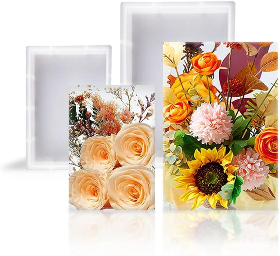 Large Rectangular Resin Molds, 10 Inch 7 Inch Rectangle Epoxy Resin Molds 2 Inch Deep Epoxy Molds for Bookends Wedding Bouquet Flower Preservation Home Decors