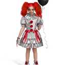 Spooktacular Creations Girls Clown Costume, Evil Clown Dress, Halloween Scary Jester Costume for Girls Halloween, Size M