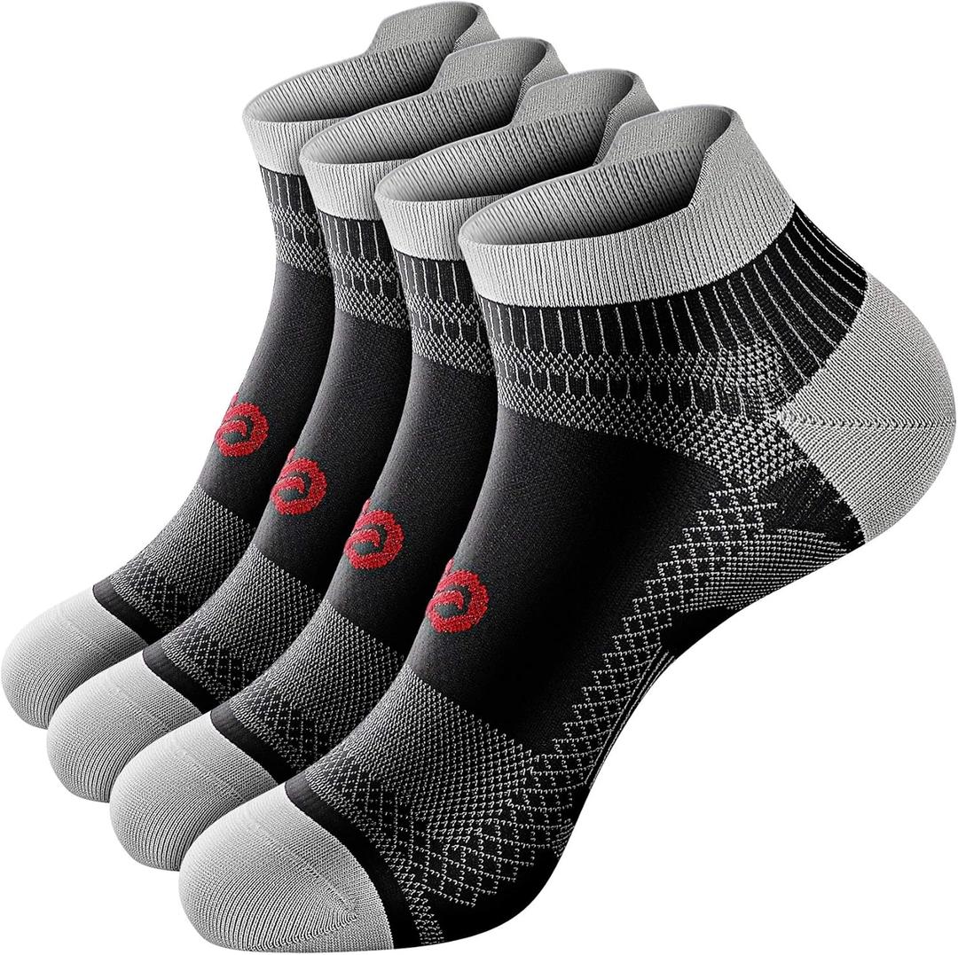 PAPLUS Compression Socks for Men & Women, 2/4/6 Pairs Ankle Running Socks with Arch Support, Ankle Support, Plantar Fasciitis (Large-X-Large)