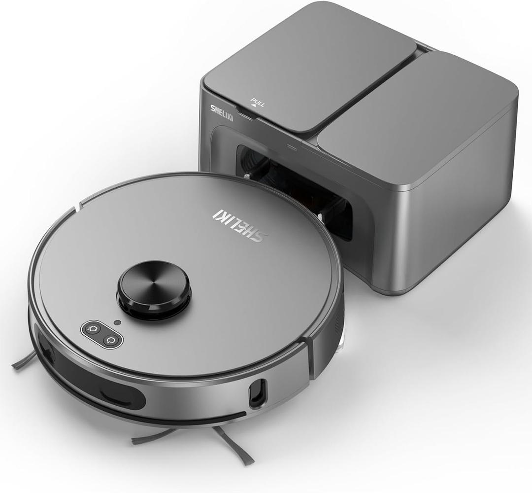 SHELIKI Robot Vacuum and Mop, Robotic Vacuum Cleaner, 70-Day Self-Emptying Super Suction, Quiet, LiDAR Navigation, App & Voice Control