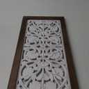 Crystal Art Gallery Two Tone Carved Wood Panel Decor 12 x 24 in  Rustic Boho Arched Wood 