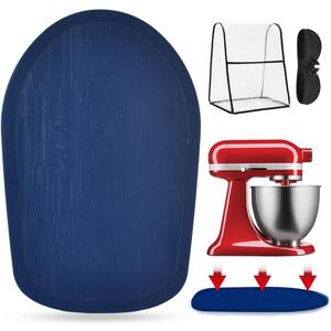 Mixer Slider Mat for KitchenAid 4.5-5 Qt Tilt-Head Stand Mixer,Appliance Sliding Mat for Kitchenaid Artisan,Kitchen Appliance Accessory Set: Bamboo Sliding Mat, Protective Cover & Cord Organizerblue