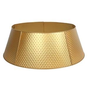 FORUP Metal Christmas Tree Collar, 27.6" Christmas Tree Ring, Christmas Tree Skirt Base Stand Protection from Pets, Tree Base Cover for Christmas Tree Decorations (Gold)