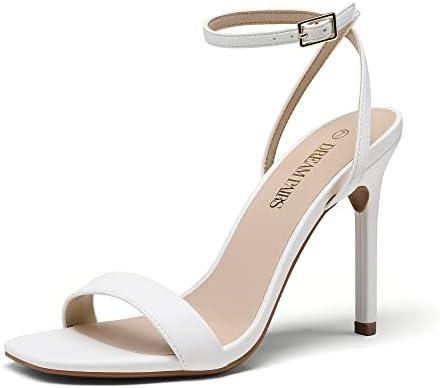 DREAM PAIRS Women’s High Stilettos Open Square Toe Ankle Strap Heels Sexy Comfort Strappy Dress Shoes Wedding Bridal Pumps Sandals, 8,5