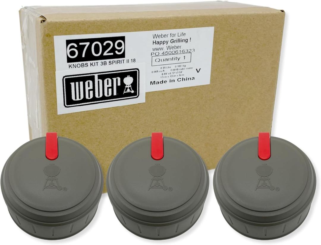 Weber 67029 Set of 3 Main Burner Control knobs Spirit II 310 Series Grills, Model Years 2017 and Newer