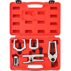 Ball Joint Separator Kit | 5 in 1 Pitman Arm Puller, Tie Rod End Tool Set, Splitter Removal Kit for Front End Service (Red)