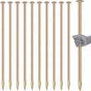 Pelopy 10 Pack Rebar Stakes, 23''x 1/2'' Steel Ground Anchors, Bronze