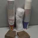 JOYIN 72 Pcs Christmas Disposable Cups with Sleeves and Lids, 4 Designs Xmas Drinkware 16 oz Paper Cup For Hot Chocolate Coffee Cold Beverage Tableware Holiday Winter Party Supplies Decoration