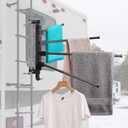 RV Clothes Drying Rack, Four 15.3" Long Rack Arms, Aluminum, 304 Stainless Steel Accessories, No Drilling Anti-Rust for Ladder, Boats, RV, Camper, Trailer, Travel, Hotel, Home