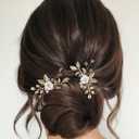 ALUINN Pearl Bride Wedding Hair Pins Crystal Hair Piece Bridal Hair Accessories for Brides Women Bridesmaid Gold