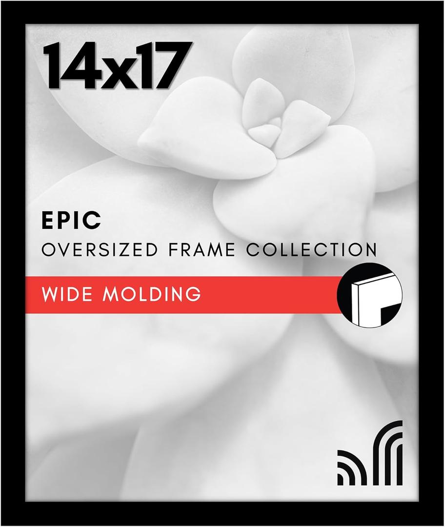 Americanflat 14x17 Picture Frame with Polished Plexiglass - Black Picture Frame - Wide Photo Frames Made of Engineered Wood for Vertical or Horizontal Wall Display - Epic Collection - Black