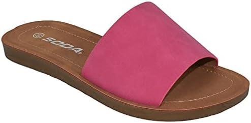 Soda Shoes Efron-S Women Flip Flops Basic Plain Slippers Slip On Sandals Slides Casual Peep Toe Beach Size 10