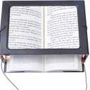 Hands-Free Magnifying Glass Large Full-Page Rectangular 3X Magnifier LED Lighted Illuminated Foldable Desktop Portable for Elder
