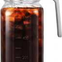 32oz Glass Pitcher with Handle and Lid, 1 Quart Mason Jar Pitcher - Airtight & Leakproof Water Jug with Pour Spout Lid, Glass Containers for Fridge, Perfect for Juice, Cold Brew, Iced & Sun Tea