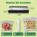 FoodSaver PowerVac Compact Vacuum Sealing Machine Stainless Steel & Black Vertical Storage VS0150 | Preserves freshness reduces bag waste for both dry and wet food