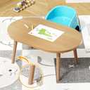 23.6" Small Coffee Table for Small Space, Mini Low Oval Coffee Table, 23.6" x 15.8" x 16.3"