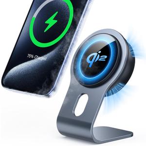 NEWQ Qi2 15W Mag-Safe Charger Stand, (Cool Down 70F) Semiconductor Cooling Wireless Charging Station with Fan and 30W Cable, for iPhone 16/16 Plus/16 Pro/16 Pro Max/15/14/13/12 Series(No AC Adapter) (Qi2 Wireless Charger)