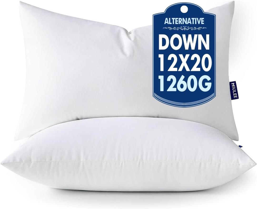 MIULEE 12x20 Pillow Inserts,Down Alternative Pack of 2 Decorative Throw Pillows for Sofa Couch Bed, Ultra Soft Fluffy Bed Sleeping Form