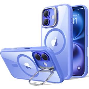ESR for iPhone 16 Case, Compatible with MagSafe, Military-Grade Protective Case, Built-in Stash Stand Phone Case, Scratch-Resistant Back Cover, Classic Series, Clear Blue