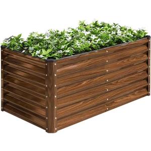 SnugNiture 4x2x2FT Galvanized Raised Garden Bed Kit, Metal Planter Box for Planting Plants Vegetables, Brown