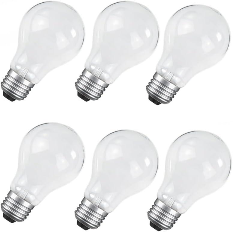 60 Watt Incandescent Light Bulbs, A19 Shatter Resistant Rough Service Light Bulb, Soft White - 6 Pack