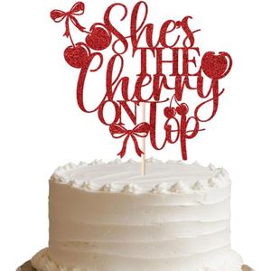 She's the Cherry on Top Cake Topper,Cherry Theme Bachelorette Birthday Baby Shower Party Decorations, Baby Shower-Bachelorette Party Decorations Supplies