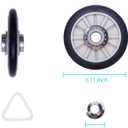 Dryer Repair Kit Ken-more Series 70 80 90 500 600 Whirl-pool WED4815EW1 WED4800BQ1 Ama-na NED4655EW1 NGD4655EW2 WED4800XQ1 Drum Roller kit with Idler Pulley and Belt.
