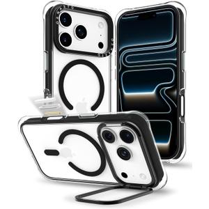 ORNARTO Clear Case for iPhone 17 Pro Max with Camera Stand | Military-Grade Drop Protection | Camera Control Button | Compatible with MagSafe | Built-in Air Phone Cover for iPhone 17 Pro Max - Black