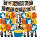 Cartoon Anime Party Supplies - Decorations Include Happy Birthday Banner, Cake Topper, Cupcake Toppers for Anime-Themed Celebration