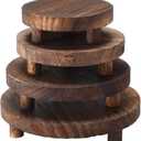 Geetery 4 Pcs Wooden Risers for Display Wood Pedestal Stand Mini Tray Stand Round Wooden Pedestal Holder Rustic Riser for Decor Tiered Tray Decor Home Kitchen, 5/6/7/8 Inch(Brown)