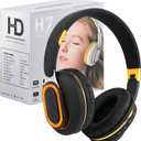 Bluetooth Headphones, Foldable Wireless Over-Ear Headphones with Hidden Mic for Cell Phone, Laptop, PC, Suitable for Music, School, Workouts, and Gaming (Black)