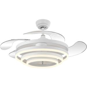 Lamp Retractable Blades Ceiling Fan Light Remote Control Simple Ceiling Fan Fan Fixture Modern Decor for Bedroom Living Energy Saving (White-)
