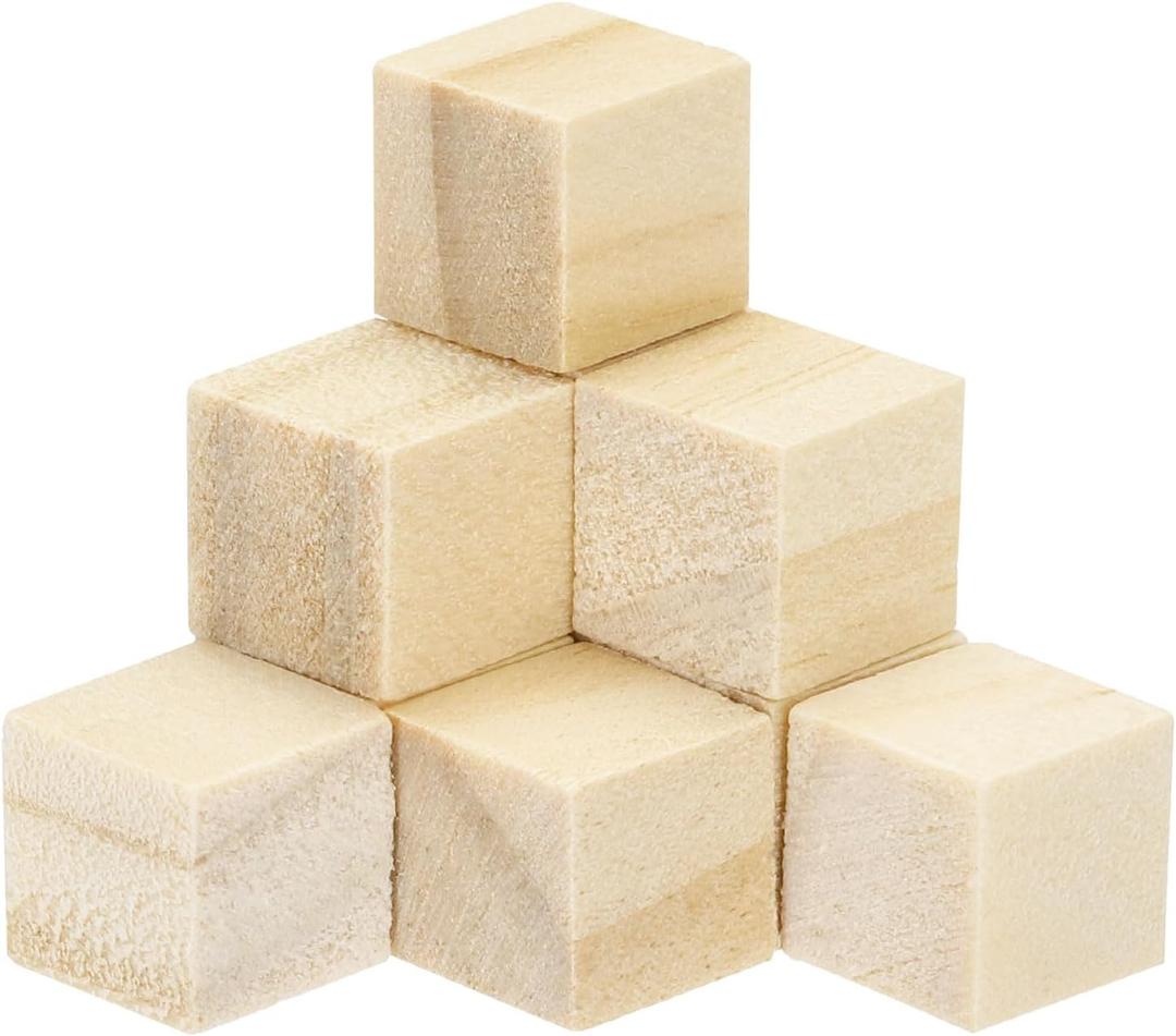 MECCANIXITY Crafts Wooden Cube 50 Pcs Square Natural Solid Wood Crafts Blocks for DIY Projects, Puzzle Making, Letters and Stamps for Home Decoration