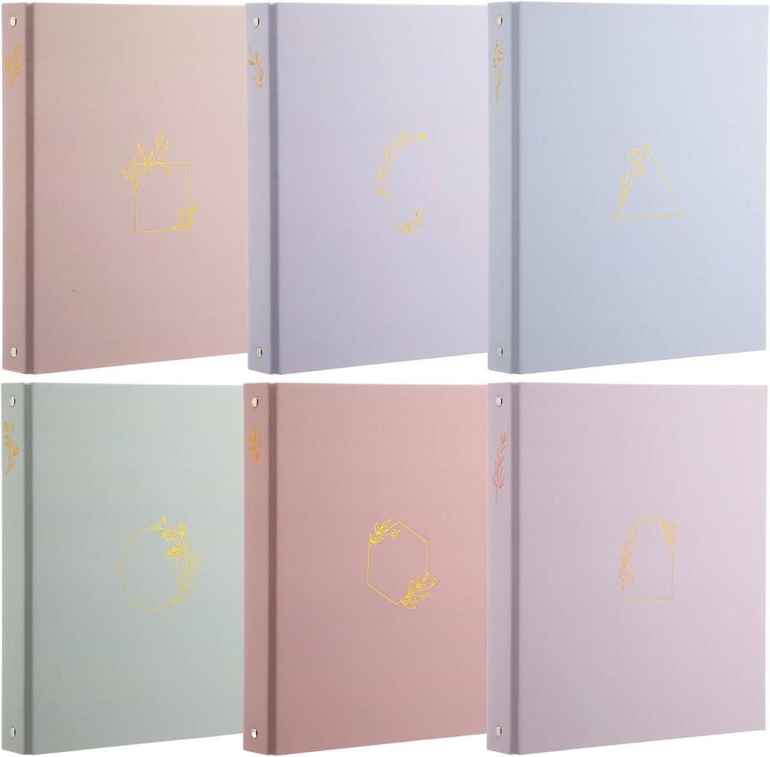 6 Pcs Aesthetic 3 Ring Binder Sturdy Cute Binder Decorative Fits 8.5 x 11 Inch Letter Sized Paper for Women Men School Office Home Supplies Work Organize Paperwork (Light Colors,1 Inch)