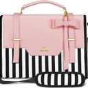 MATEIN Laptop Bag for Women, 17 inch Cute Computer Briefcase Laptop Carrying Case, Lightweight Messenger Sleeves Shoulder Work Tote Bag with Bow & RFID Pocket Gifts for College Office Business, Pink