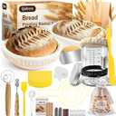 Sourdough Starter Kit, Beginner Sourdough Bread Baking Supplies, All-in-One with 9 & 10-inch Proofing Baskets, 34oz Sourdough Starter Jar, bread making tools & Gift Set for Women Wife Mom