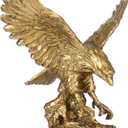 H&W Golden Eagle Statue, Flying Wild Bird Eagle Decorative Bronze Patina Resin FigurineM (Medium)