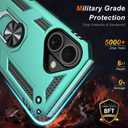 IKAZZ for iPhone 16 Case 6.1 Inch with Screen Protector,Military Grade Shockproof Heavy Duty Protective Phone Cover Pass 16ft Drop Test with Magnetic Kickstand Car Mount Holder,Turquoise Color