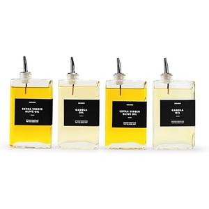 Molimoli Olive Oil Dispenser Bottle for Kitchen, Automatic Pourer, Glass Dispenser for Kitchen, Olive Oil Cruet, | Set of 2 - Black